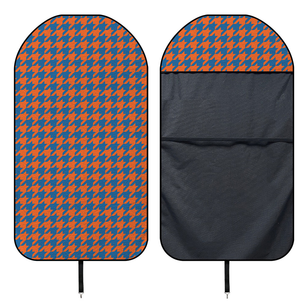 Orange And Blue Houndstooth Print Waterproof Car Seat Cover