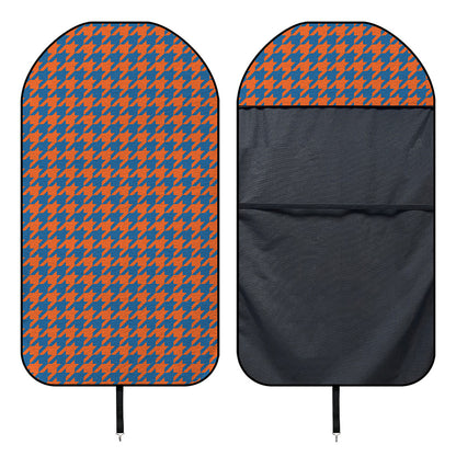 Orange And Blue Houndstooth Print Waterproof Car Seat Cover