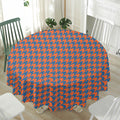 Orange And Blue Houndstooth Print Waterproof Round Tablecloth