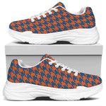 Orange And Blue Houndstooth Print White Chunky Shoes