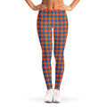 Orange And Blue Houndstooth Print Women's Leggings