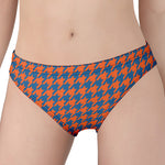 Orange And Blue Houndstooth Print Women's Panties