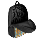 Orange And Blue Madras Pattern Print 17 Inch Backpack