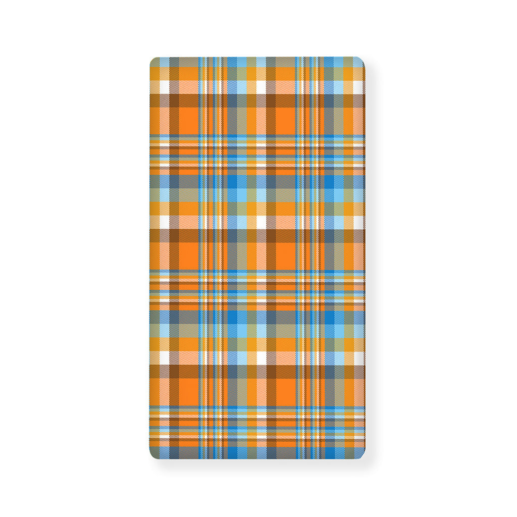 Orange And Blue Madras Pattern Print Baby Crib Sheet