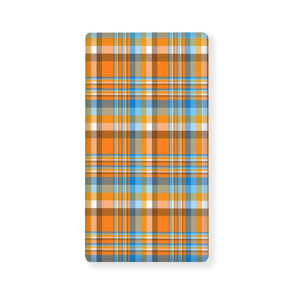 Orange And Blue Madras Pattern Print Baby Crib Sheet