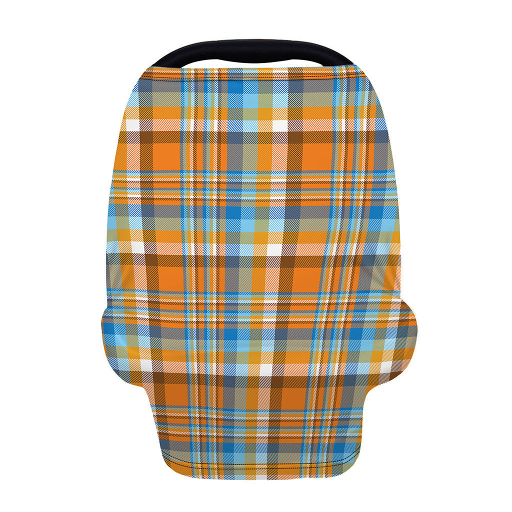 Orange And Blue Madras Pattern Print Baby Seat Cover