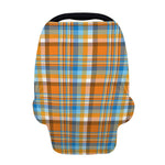 Orange And Blue Madras Pattern Print Baby Seat Cover