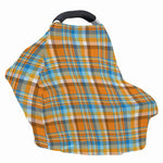 Orange And Blue Madras Pattern Print Baby Seat Cover