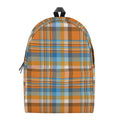 Orange And Blue Madras Pattern Print School Backpack