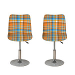Orange And Blue Madras Pattern Print Bar Stool Covers