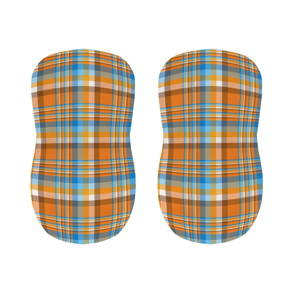 Orange And Blue Madras Pattern Print Bar Stool Covers