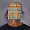 Orange And Blue Madras Pattern Print Baseball Cap