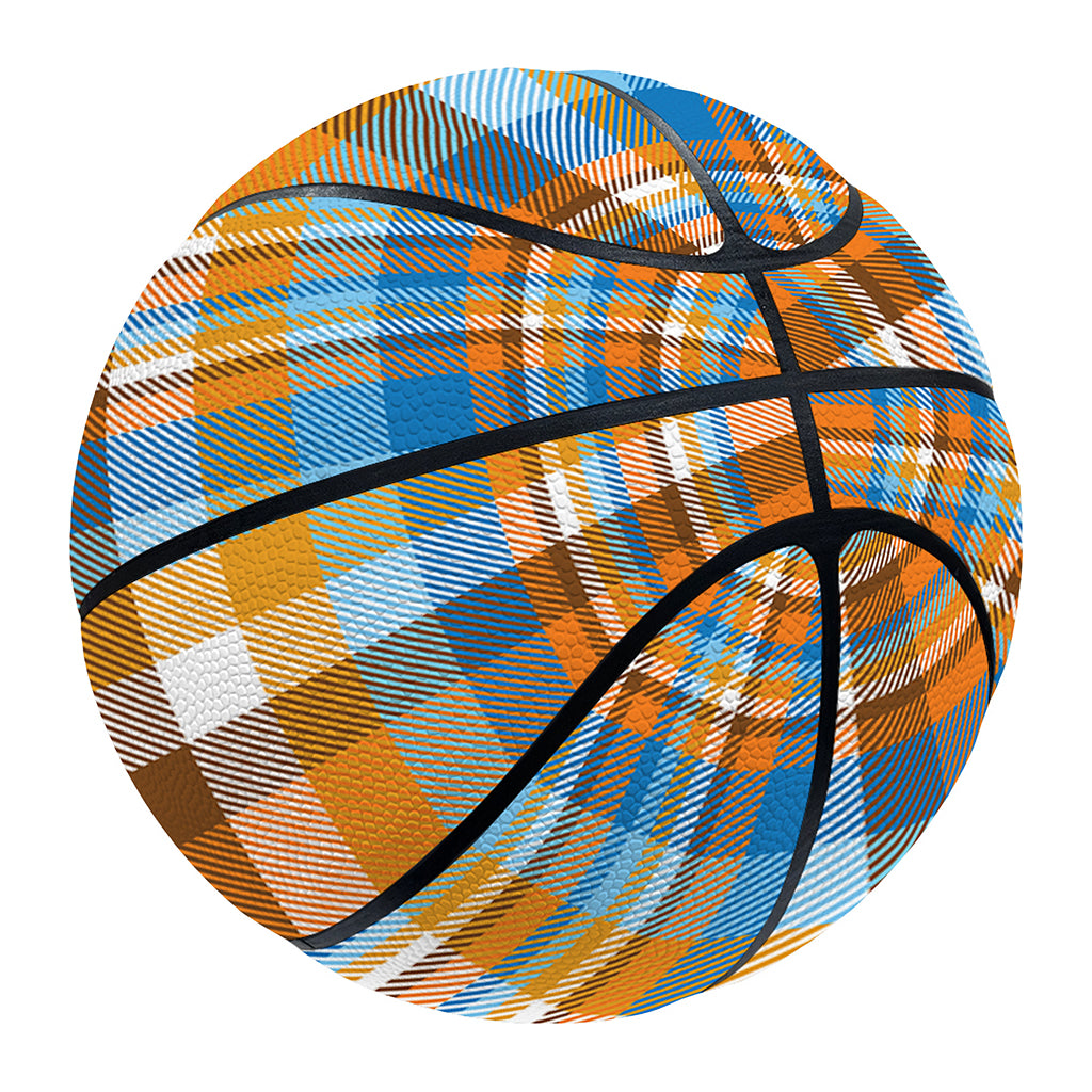 Orange And Blue Madras Pattern Print Basketball