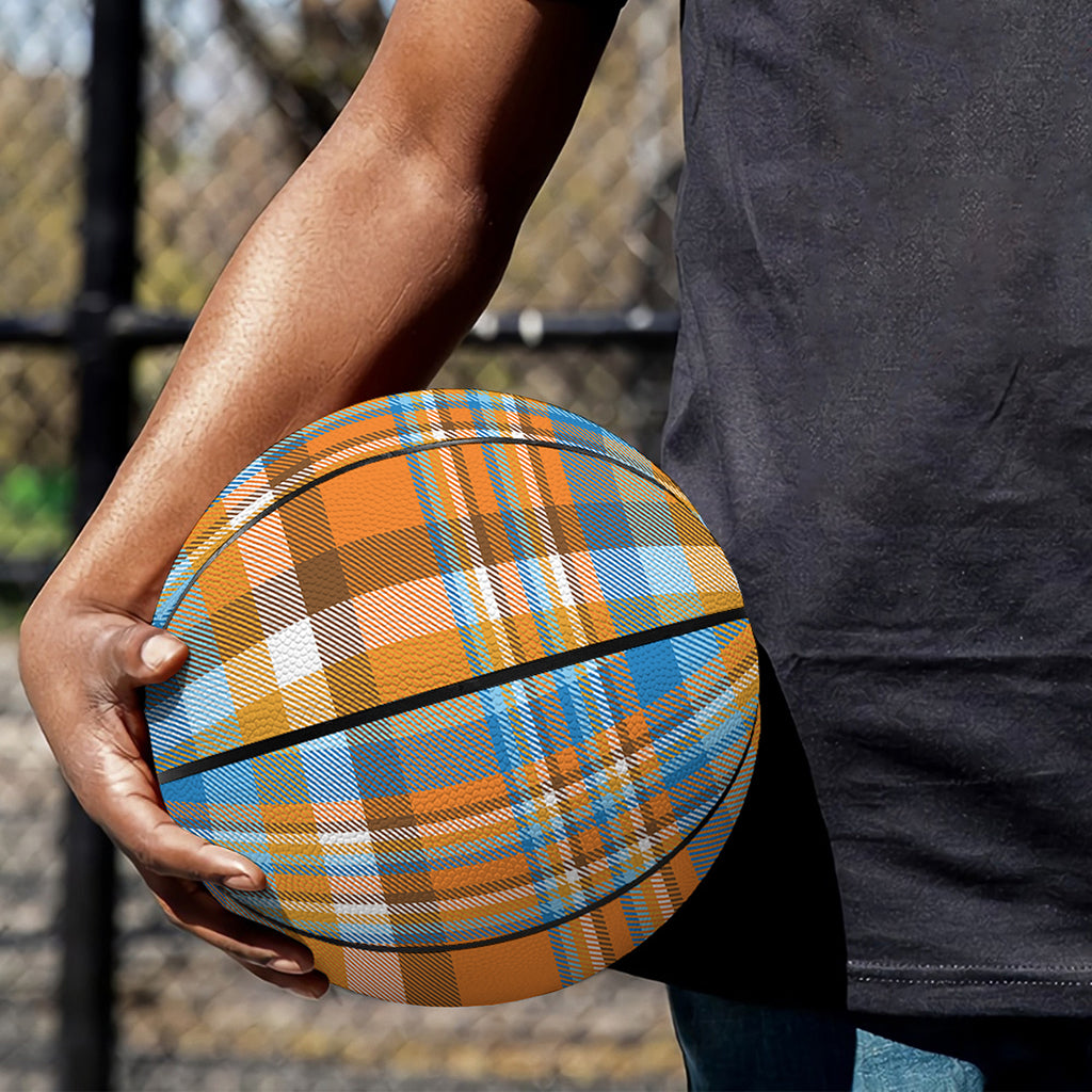 Orange And Blue Madras Pattern Print Basketball