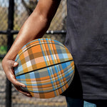 Orange And Blue Madras Pattern Print Basketball