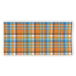 Orange And Blue Madras Pattern Print Beach Towel