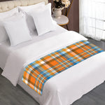 Orange And Blue Madras Pattern Print Bed Runner