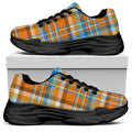 Orange And Blue Madras Pattern Print Black Chunky Shoes