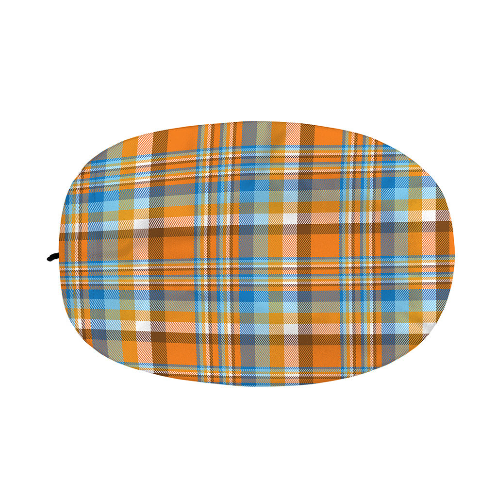 Orange And Blue Madras Pattern Print Car Side Mirror Covers