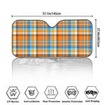 Orange And Blue Madras Pattern Print Car Windshield Sun Shade