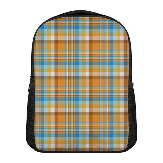 Orange And Blue Madras Pattern Print Casual Backpack