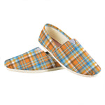 Orange And Blue Madras Pattern Print Casual Shoes