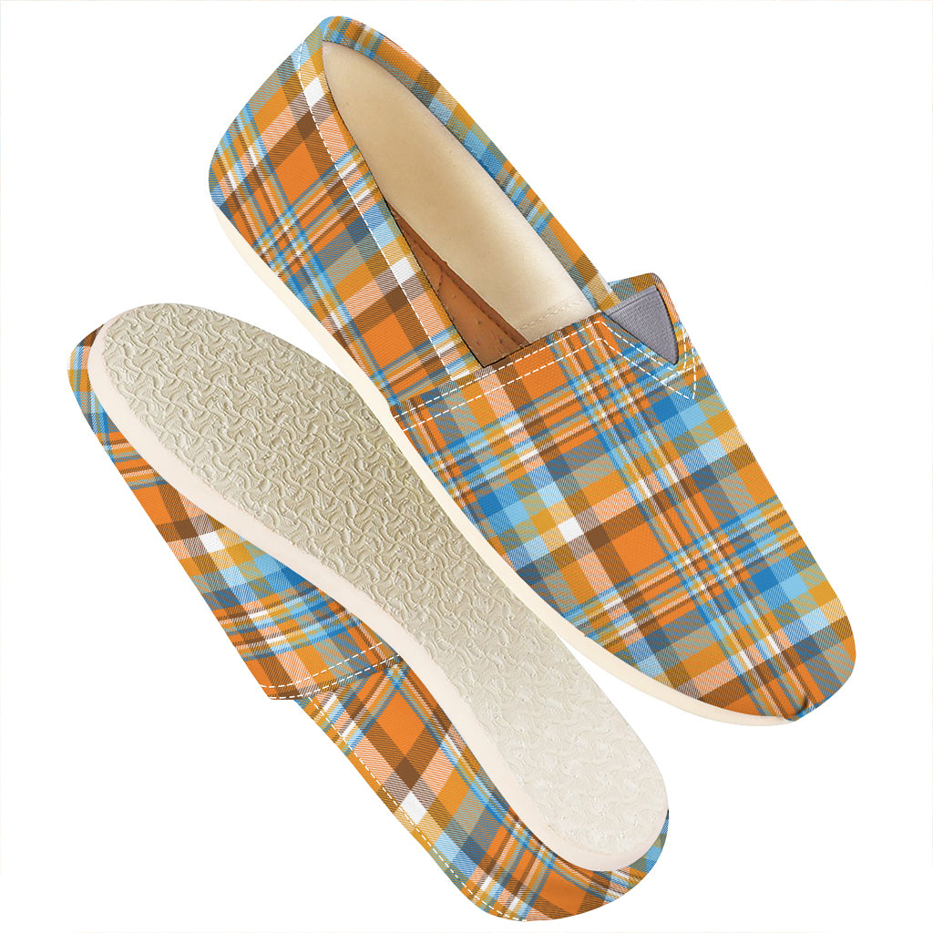Orange And Blue Madras Pattern Print Casual Shoes