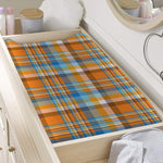Orange And Blue Madras Pattern Print Changing Pad Cover