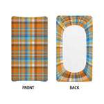 Orange And Blue Madras Pattern Print Changing Pad Cover