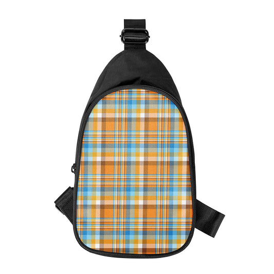 Orange And Blue Madras Pattern Print Chest Bag
