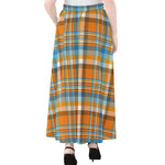 Orange And Blue Madras Pattern Print Chiffon Maxi Skirt