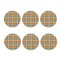 Orange And Blue Madras Pattern Print Coaster Set