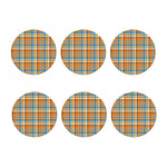 Orange And Blue Madras Pattern Print Coaster Set