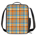 Orange And Blue Madras Pattern Print Crossbody Lunch Bag