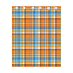 Orange And Blue Madras Pattern Print Curtain
