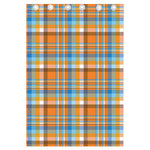 Orange And Blue Madras Pattern Print Curtain