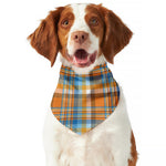Orange And Blue Madras Pattern Print Dog Bandana