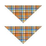 Orange And Blue Madras Pattern Print Dog Bandana