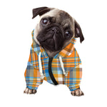 Orange And Blue Madras Pattern Print Dog Zip Up Hoodie