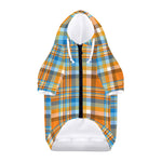 Orange And Blue Madras Pattern Print Dog Zip Up Hoodie