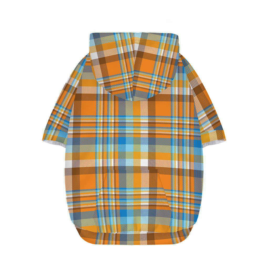 Orange And Blue Madras Pattern Print Dog Zip Up Hoodie