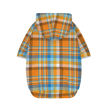 Orange And Blue Madras Pattern Print Dog Zip Up Hoodie
