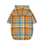 Orange And Blue Madras Pattern Print Dog Zip Up Hoodie
