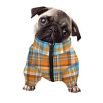 Orange And Blue Madras Pattern Print Dog Zip Up Jacket