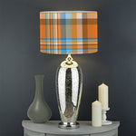 Orange And Blue Madras Pattern Print Drum Lamp Shade