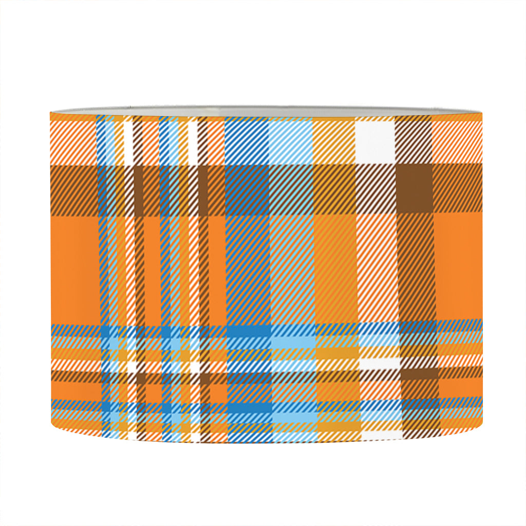 Orange And Blue Madras Pattern Print Drum Lamp Shade