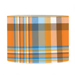 Orange And Blue Madras Pattern Print Drum Lamp Shade