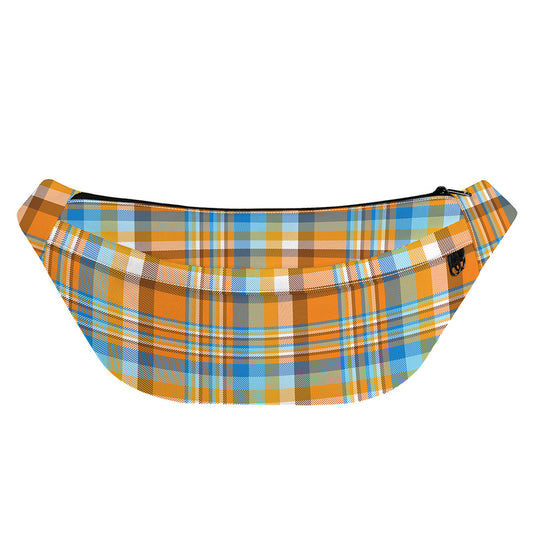 Orange And Blue Madras Pattern Print Fanny Pack