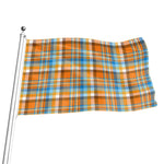 Orange And Blue Madras Pattern Print Flag