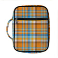 Orange And Blue Madras Pattern Print Front Pocket Bible Bag